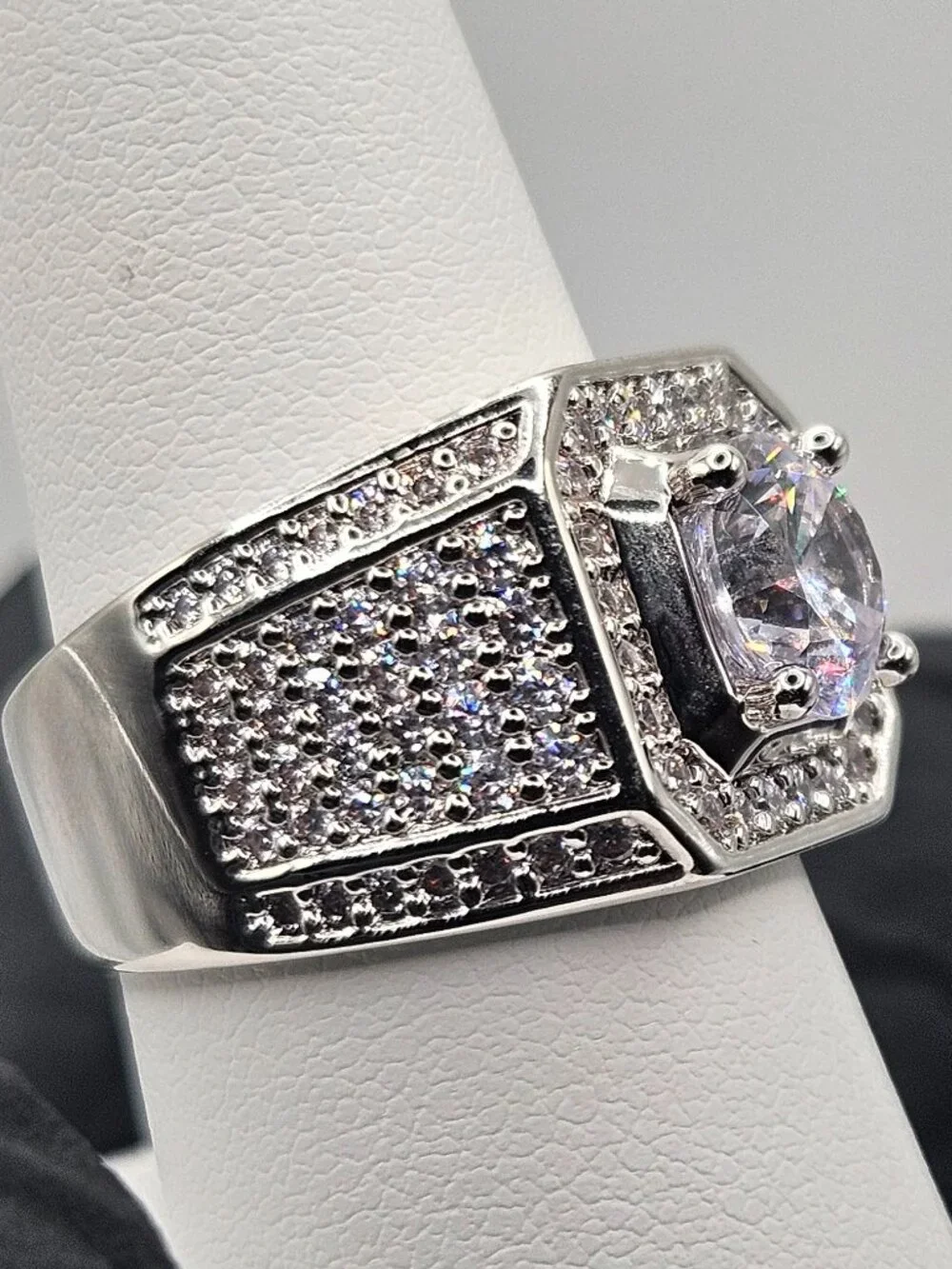 Mens 2ct Cubic Zirconia Iced Out Ring Size 8